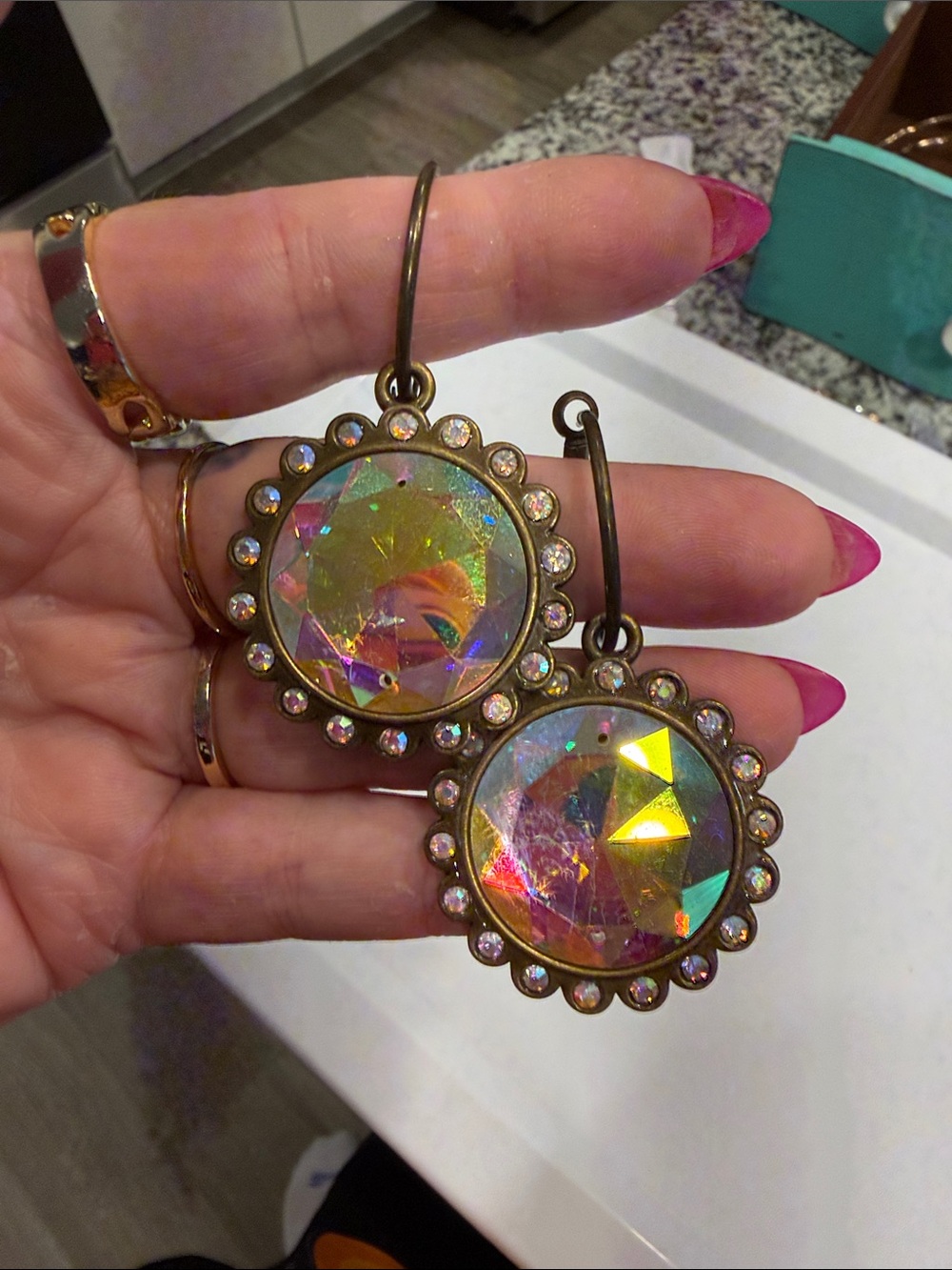 Iridiscent Crystal Drop Earrings - Women Jewelry